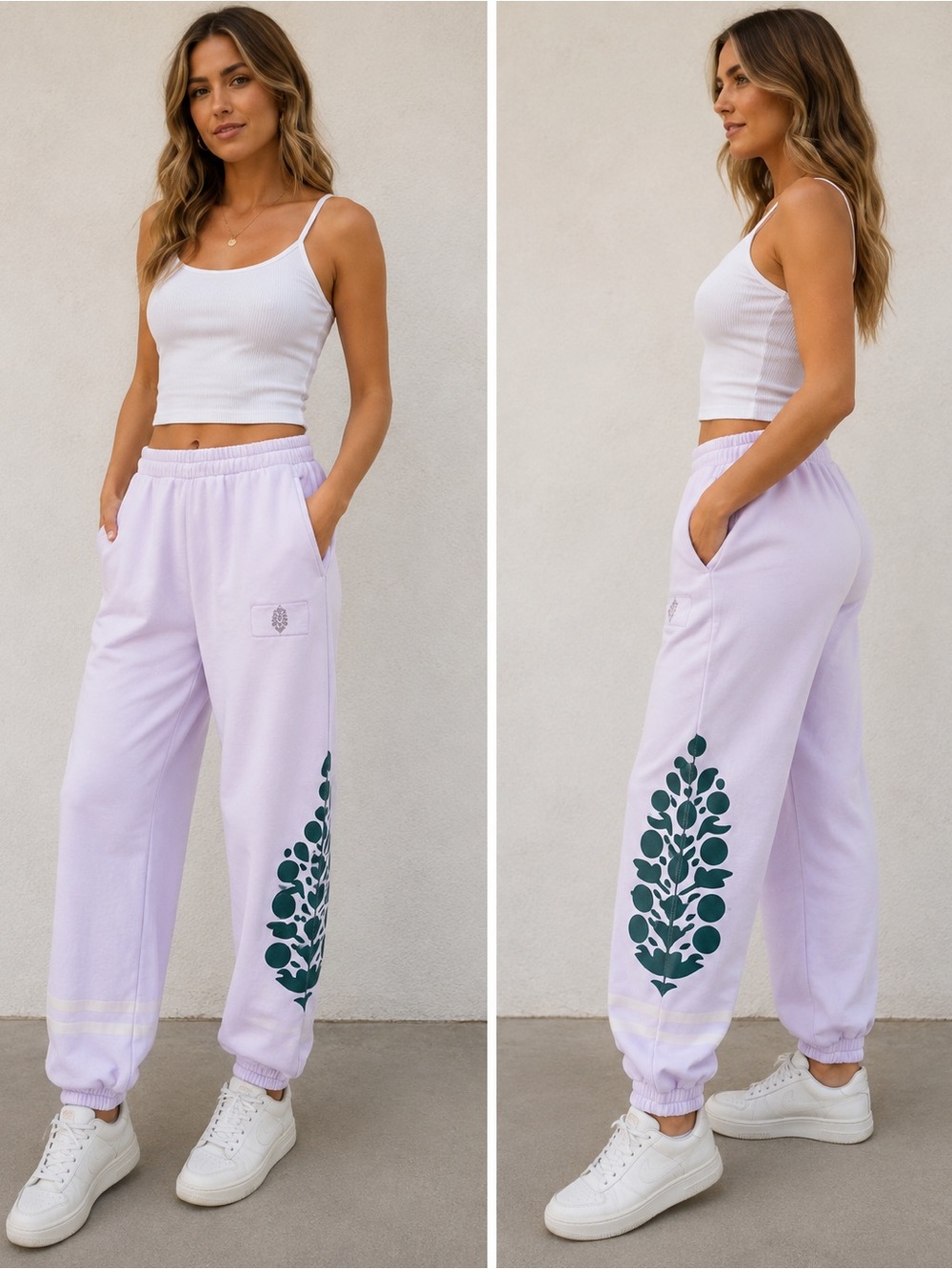 FP Movement by Free People. Faint Pink White All-Star Embroidered Joggers. Small
